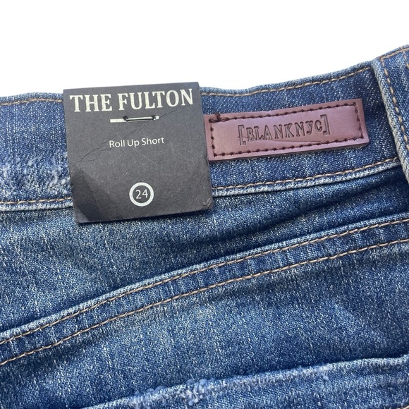 Blank NYC Distressed Blue Jean Shorts - Picture 3 of 9